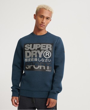 Superdry Core Gym Tech Crew Férfi Pulóver MélyTürkiz | LXBKY8167